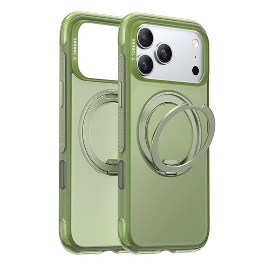 TORRAS Ostand O3 Air iPhone 17 Pro Max Hoesje MagSafe 360° Kickstand Groen afbeelding 1