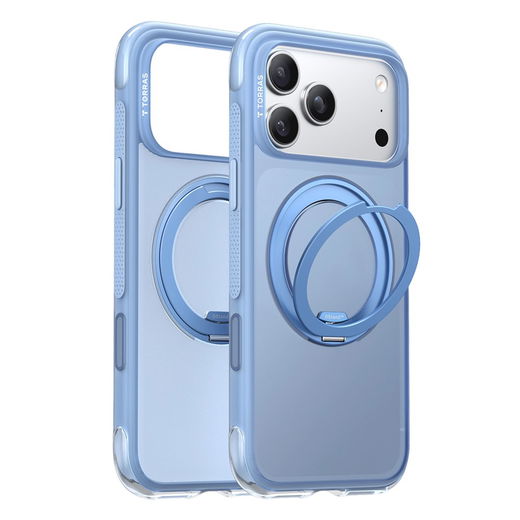 TORRAS Ostand O3 Air Apple iPhone 17 Pro Max Hoesje MagSafe 360° Kickstand Blauw afbeelding 1