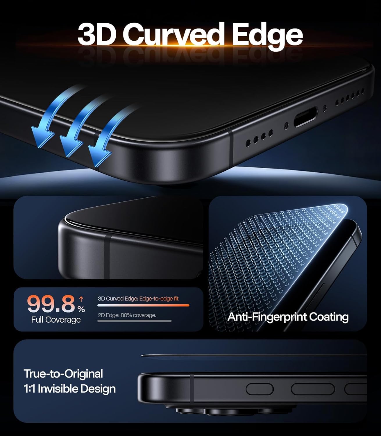 TORRAS OrigArmor iPhone 17 Pro Max 9H+ Glass Screen Protector Installatietray afbeelding 3