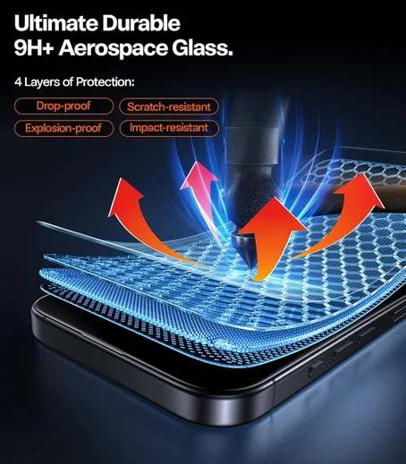 TORRAS OrigArmor iPhone 17 Pro Max 9H+ Glass Screen Protector Installatietray afbeelding 5