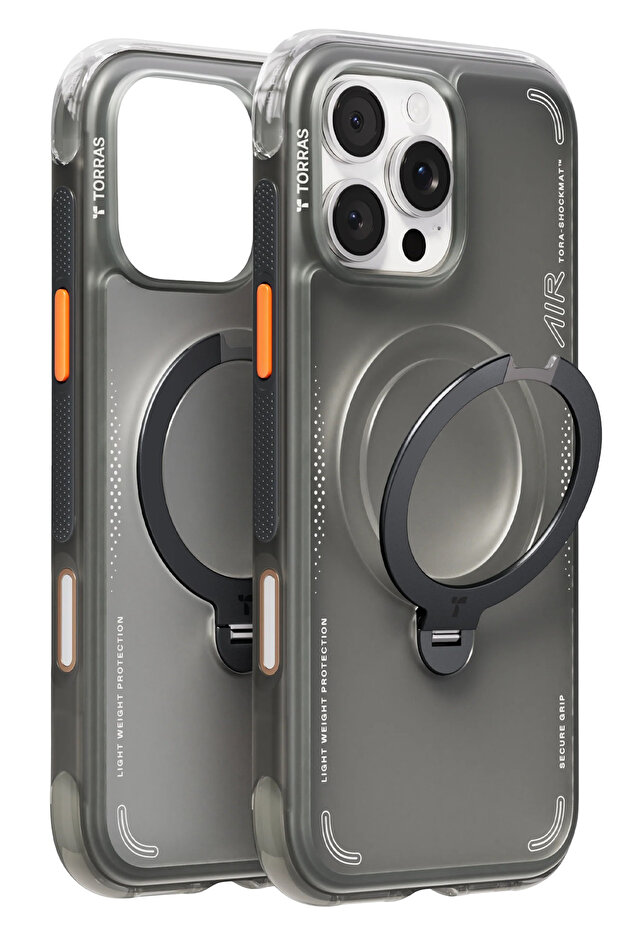 TORRAS Ostand Q3 Air Apple iPhone 16 Pro Max Hoesje MagSafe 360° Kickstand Zwart afbeelding 13