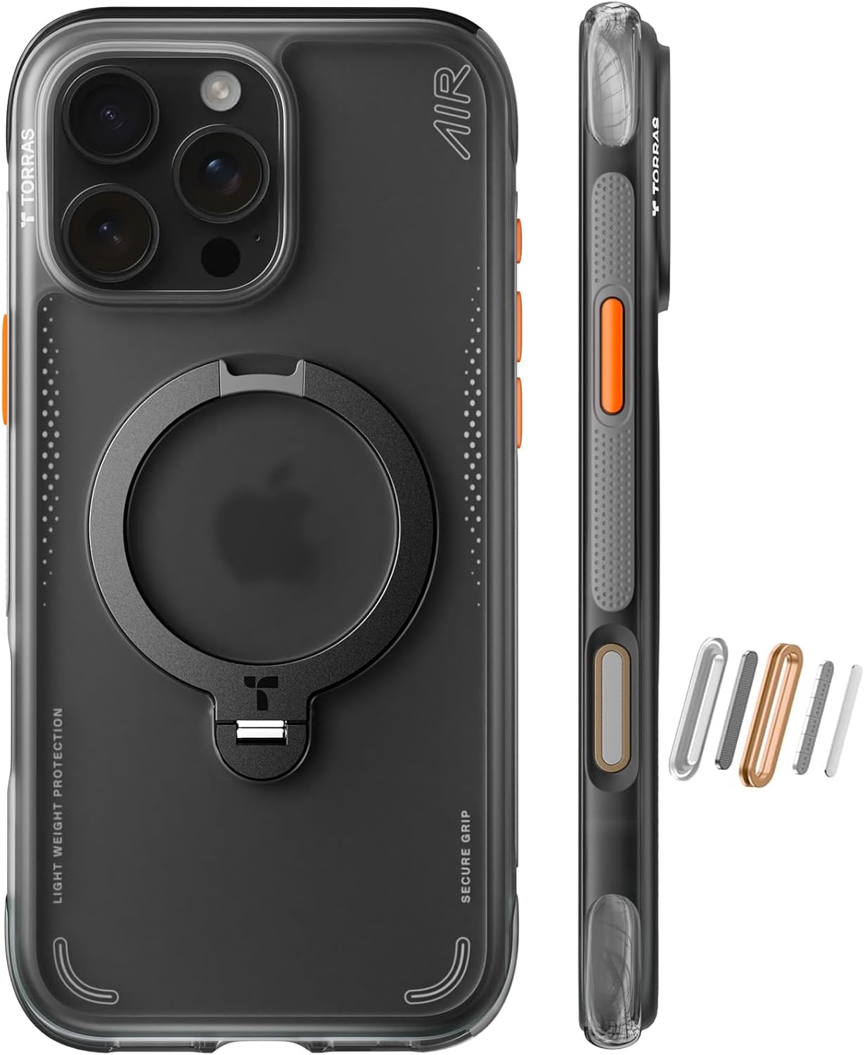 TORRAS Ostand Q3 Air Apple iPhone 16 Pro Max Hoesje MagSafe 360° Kickstand Zwart afbeelding 2