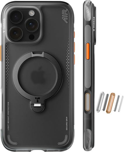 TORRAS Ostand Q3 Air Apple iPhone 16 Pro Max Hoesje MagSafe 360° Kickstand Zwart afbeelding 2