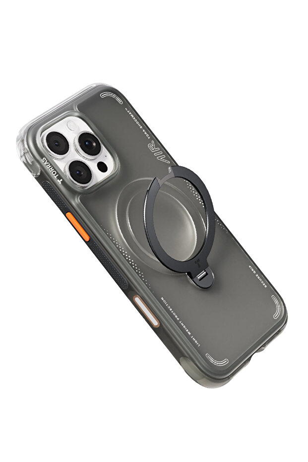 TORRAS Ostand Q3 Air Apple iPhone 16 Pro Max Hoesje MagSafe 360° Kickstand Zwart afbeelding 12