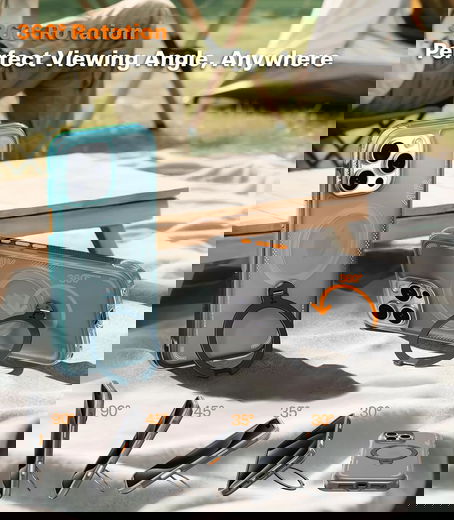 TORRAS Ostand Q3 Air Apple iPhone 16 Pro Max Hoesje MagSafe 360° Kickstand Zwart afbeelding 4