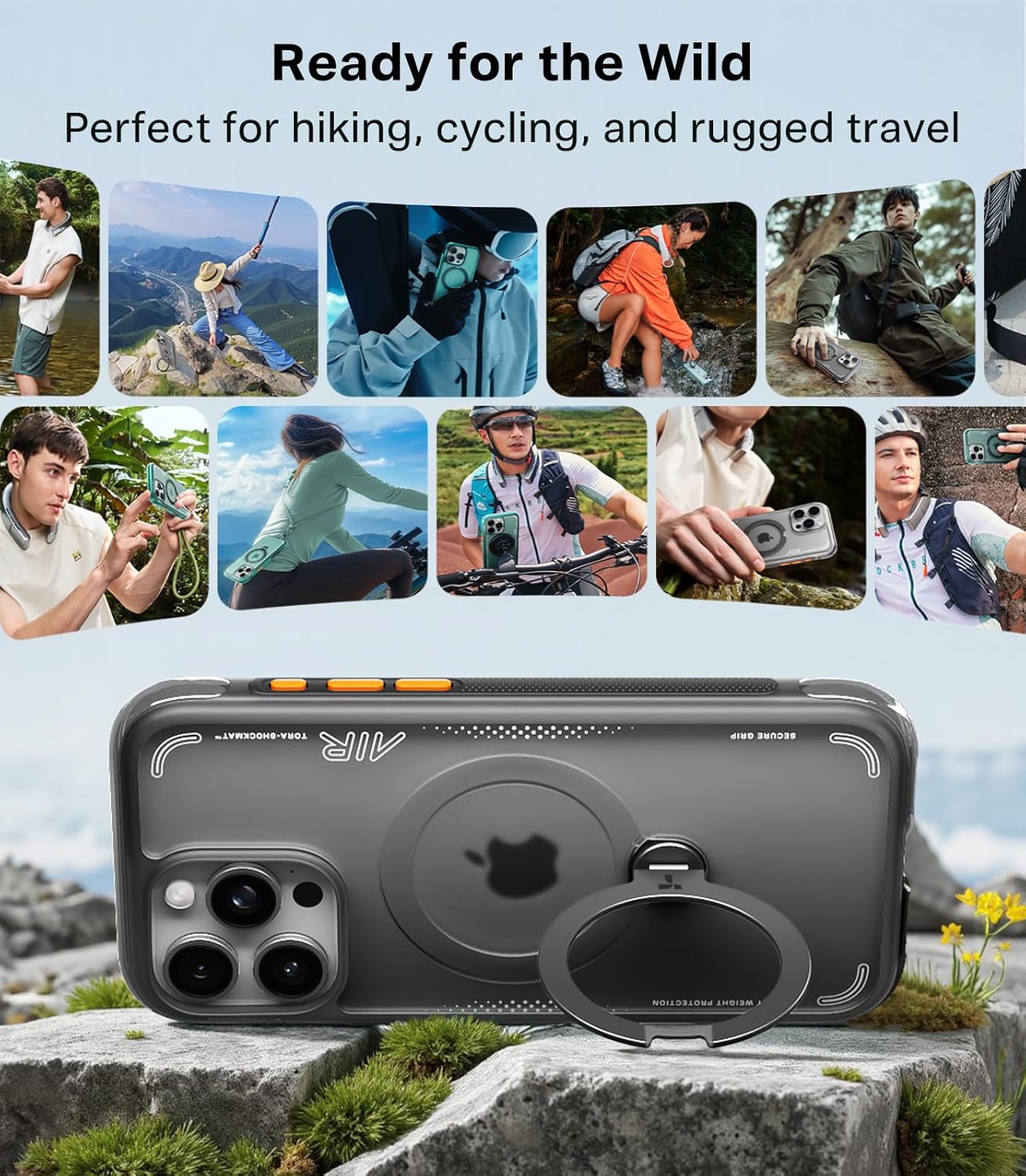 TORRAS Ostand Q3 Air Apple iPhone 16 Pro Max Hoesje MagSafe 360° Kickstand Zwart afbeelding 3