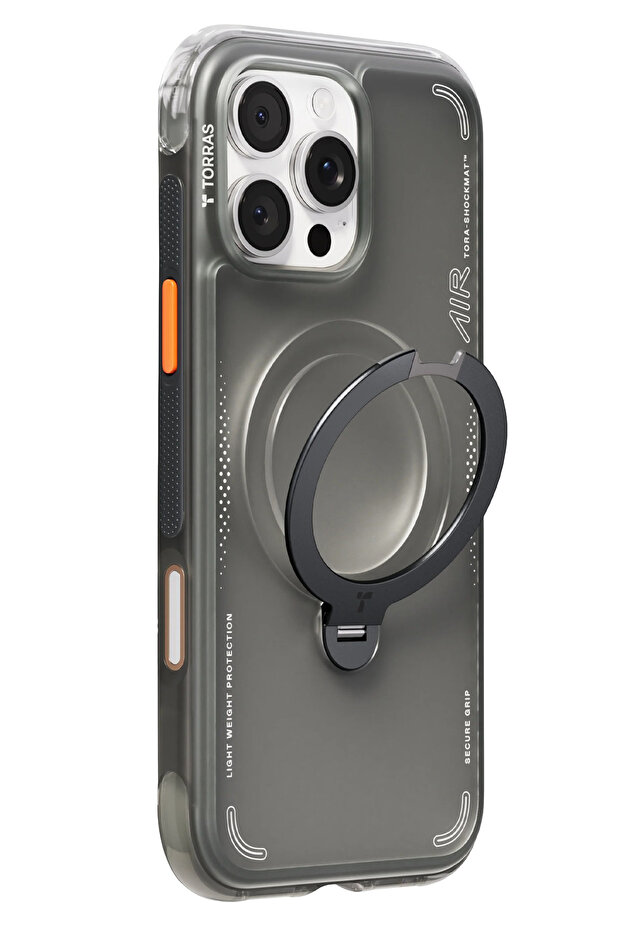 TORRAS Ostand Q3 Air Apple iPhone 16 Pro Max Hoesje MagSafe 360° Kickstand Zwart afbeelding 11