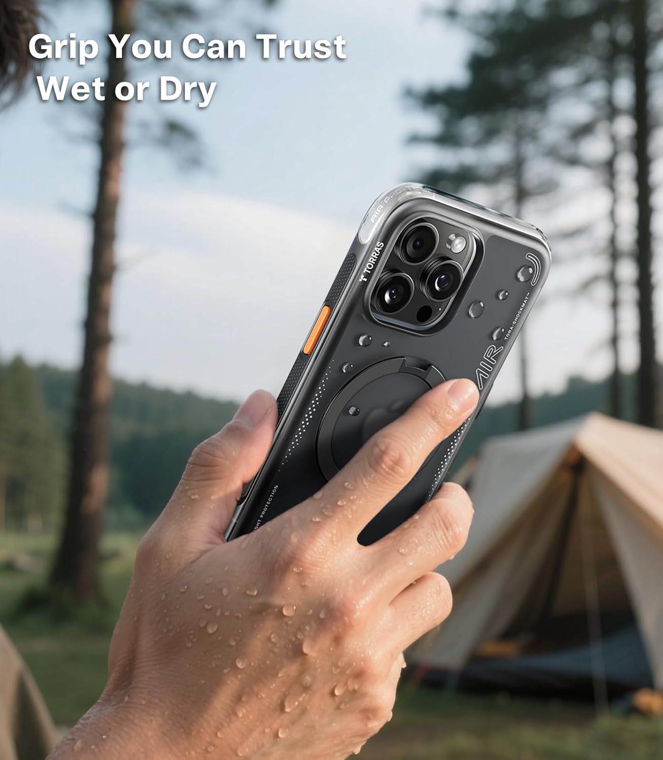 TORRAS Ostand Q3 Air Apple iPhone 16 Pro Max Hoesje MagSafe 360° Kickstand Zwart afbeelding 10