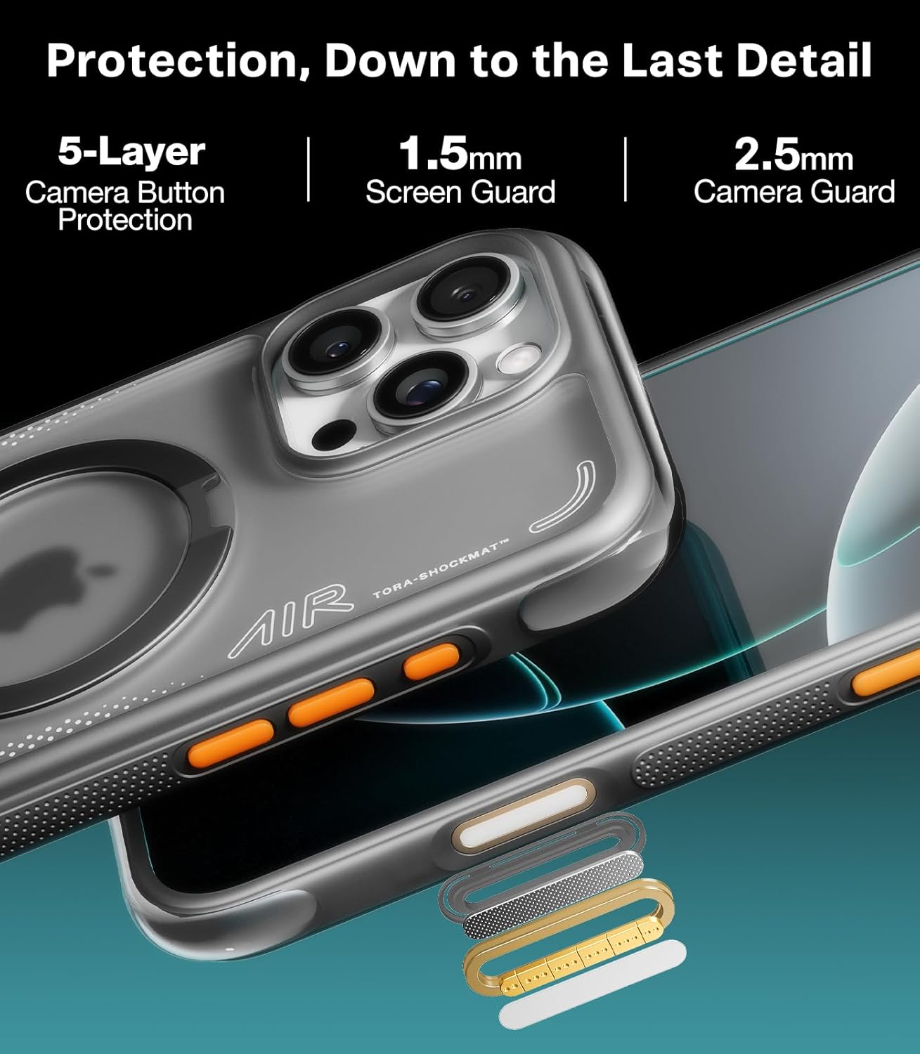 TORRAS Ostand Q3 Air Apple iPhone 16 Pro Max Hoesje MagSafe 360° Kickstand Zwart afbeelding 6