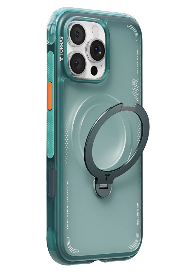 TORRAS Ostand Q3 Air Apple iPhone 16 Pro Max Hoesje MagSafe 360° Kickstand Groen afbeelding 13