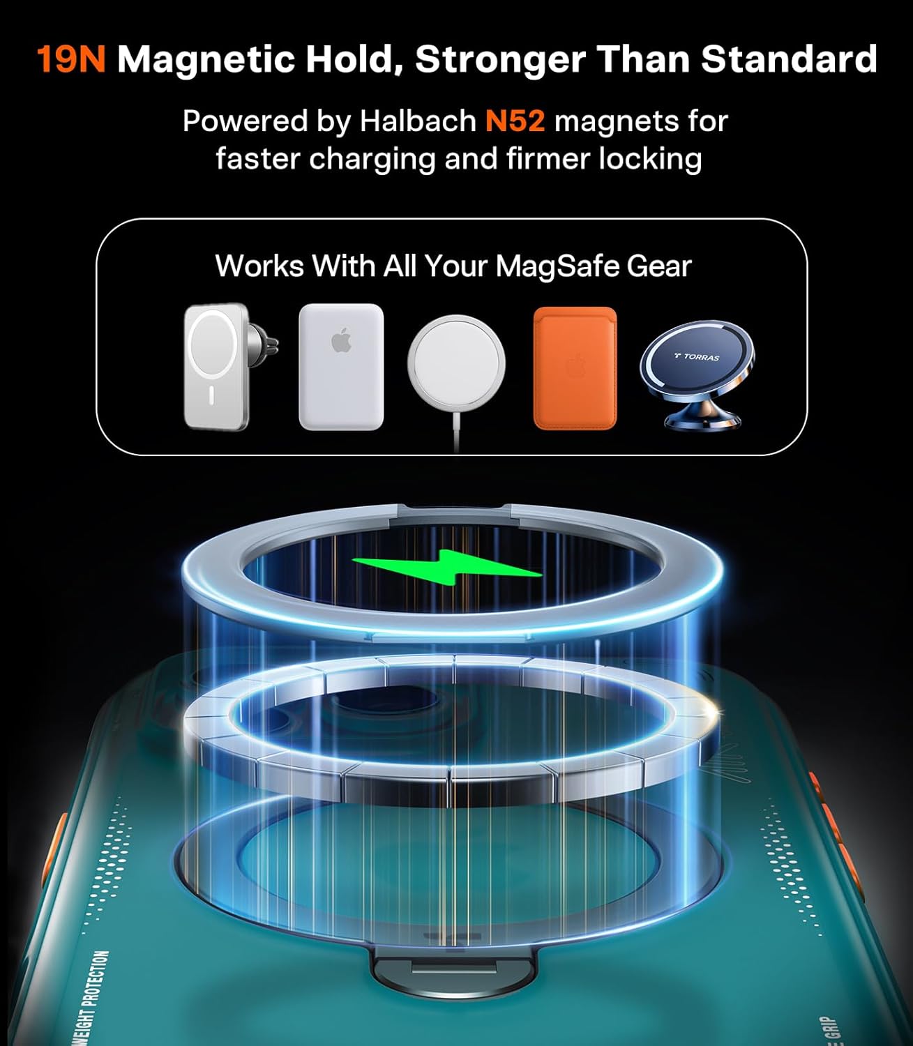 TORRAS Ostand Q3 Air Apple iPhone 16 Pro Max Hoesje MagSafe 360° Kickstand Groen afbeelding 7