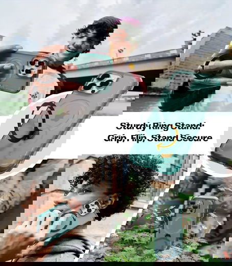 TORRAS Ostand Q3 Air Apple iPhone 16 Pro Max Hoesje MagSafe 360° Kickstand Groen afbeelding 9