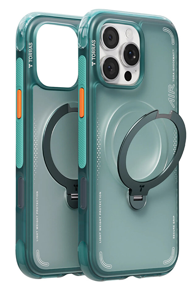 TORRAS Ostand Q3 Air Apple iPhone 16 Pro Max Hoesje MagSafe 360° Kickstand Groen afbeelding 11