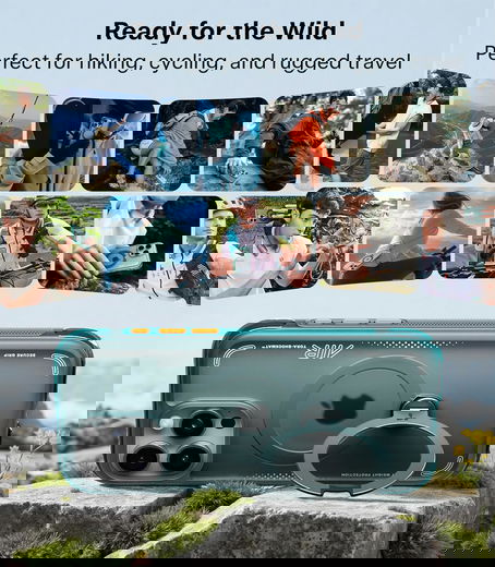 TORRAS Ostand Q3 Air Apple iPhone 16 Pro Max Hoesje MagSafe 360° Kickstand Groen afbeelding 3