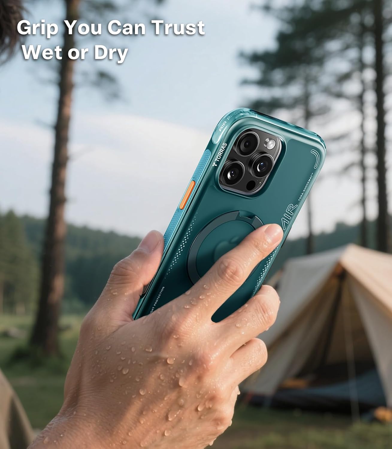 TORRAS Ostand Q3 Air Apple iPhone 16 Pro Max Hoesje MagSafe 360° Kickstand Groen afbeelding 10