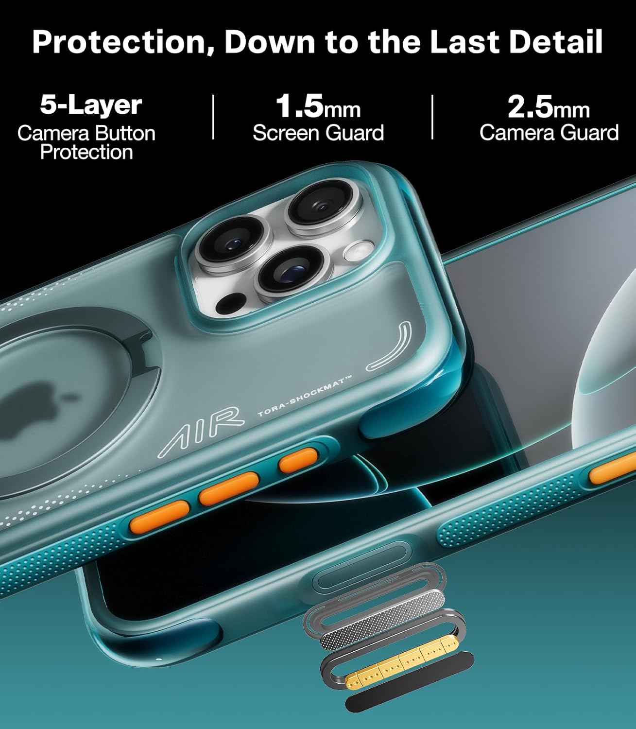 TORRAS Ostand Q3 Air Apple iPhone 16 Pro Max Hoesje MagSafe 360° Kickstand Groen afbeelding 6