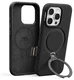 TORRAS Q Pro Silicone iPhone 16 Pro Hoesje MagSafe 360° Kickstand Zwart
