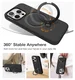 TORRAS Q Pro Silicone iPhone 16 Pro Hoesje MagSafe 360° Kickstand Zwart afbeelding 2