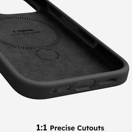 TORRAS Q Pro Silicone iPhone 16 Pro Max Hoesje MagSafe 360° Kickstand Zwart afbeelding 5