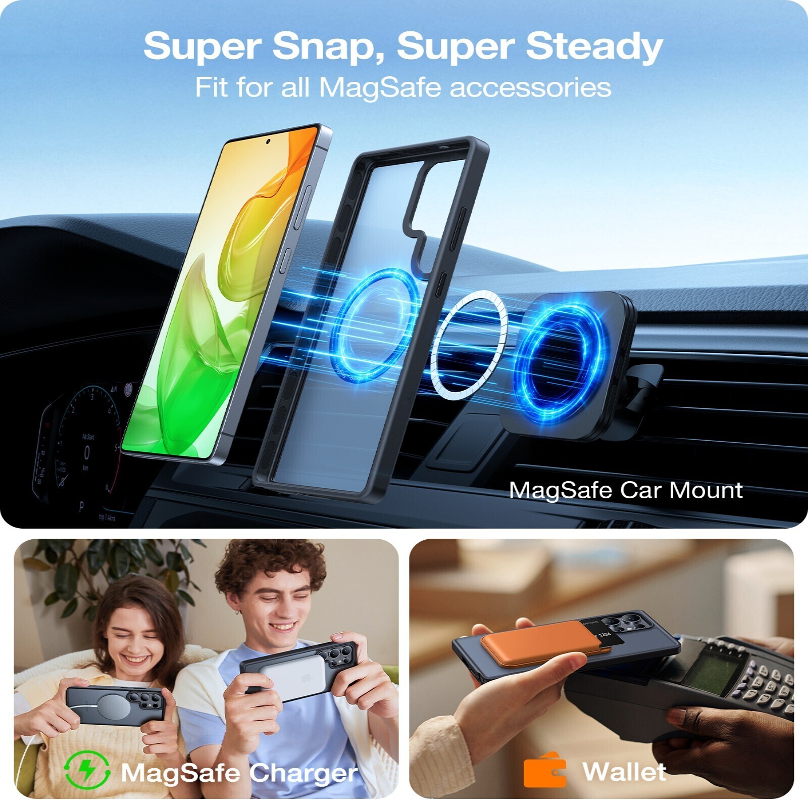 TORRAS Guardian Magnetic Samsung Galaxy S26 Ultra Hoesje MagSafe Zwart afbeelding 3