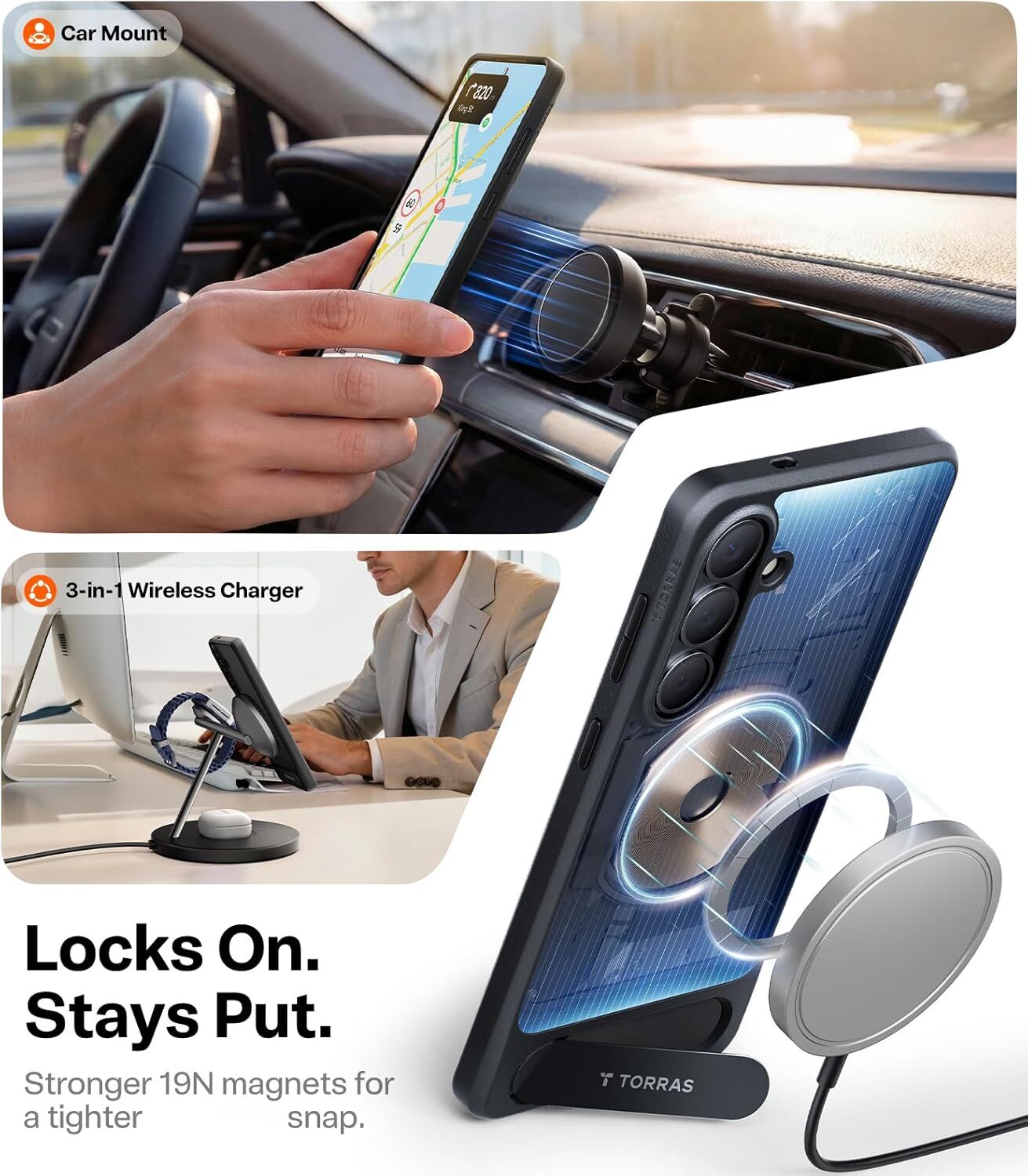 TORRAS Ostand L1 Guardian Magnetic Hoesje Samsung Galaxy S26 Zwart afbeelding 6