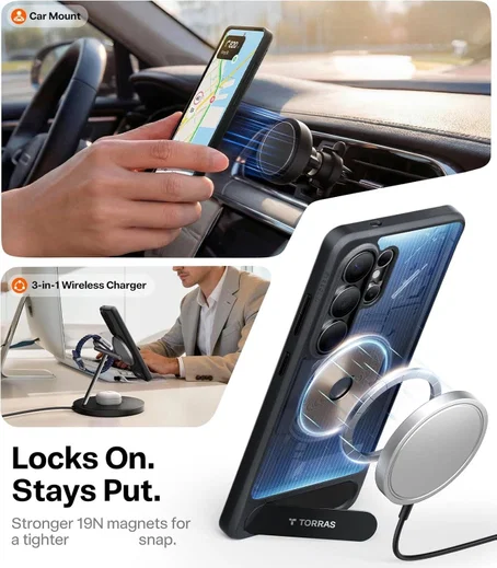 TORRAS Ostand L1 Guardian Magnetic Hoesje Samsung Galaxy S26 Ultra Zwart afbeelding 9