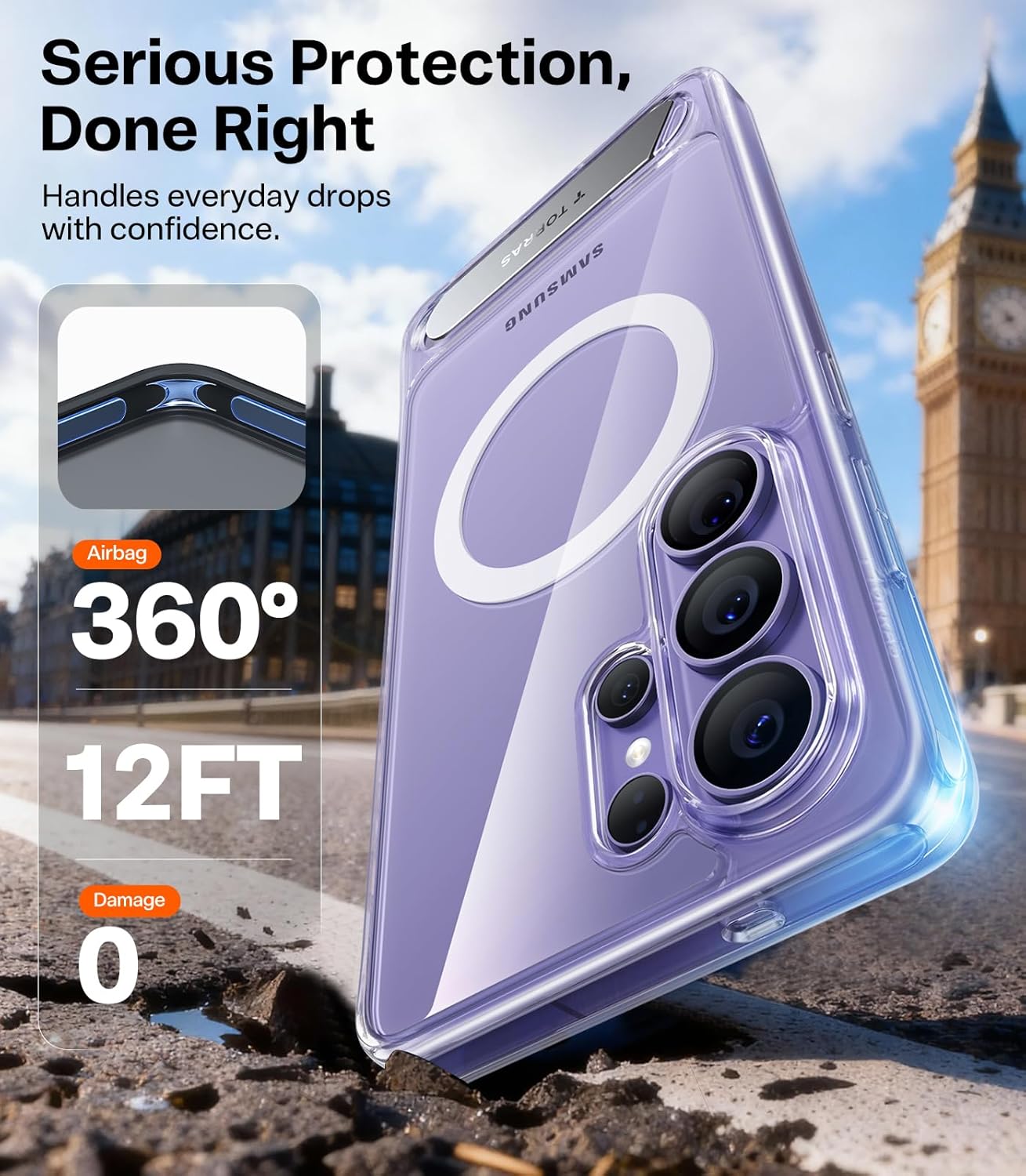 TORRAS Ostand L1 Guardian Magnetic Hoesje Samsung Galaxy S26 Ultra Transparant afbeelding 2