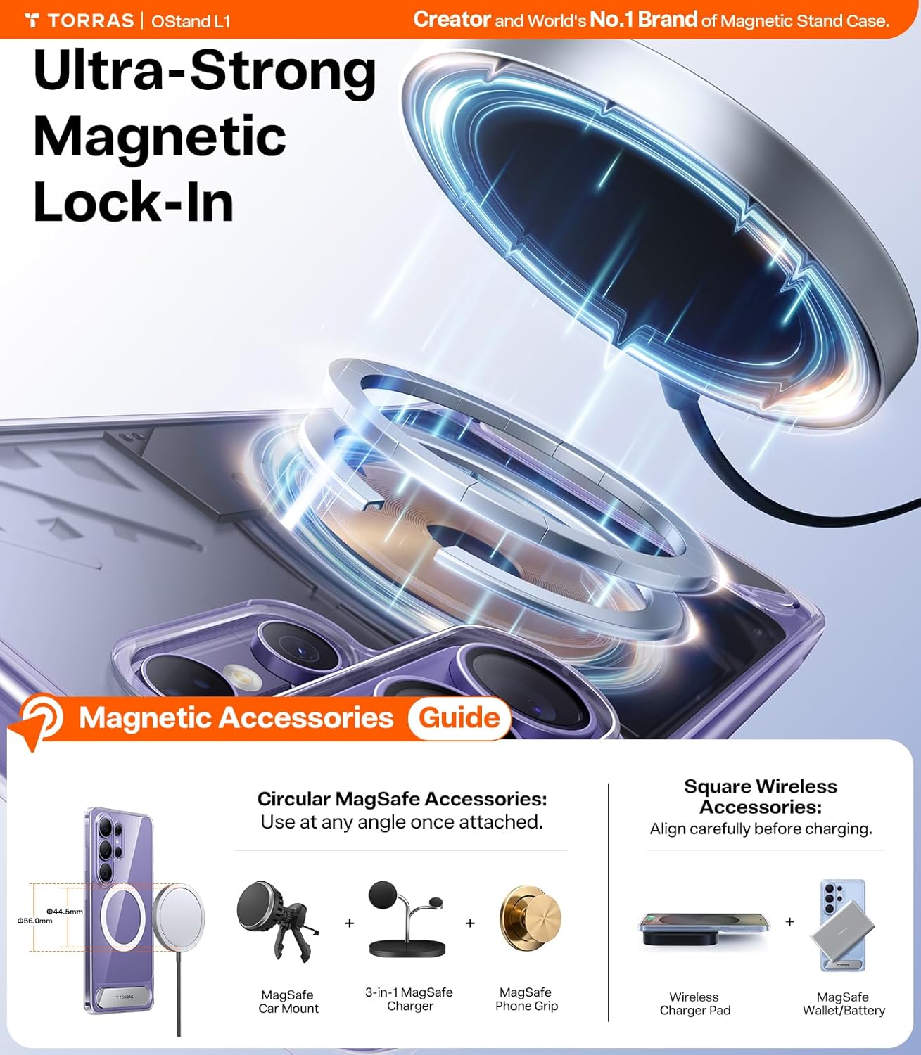 TORRAS Ostand L1 Guardian Magnetic Hoesje Samsung Galaxy S26 Ultra Transparant afbeelding 7