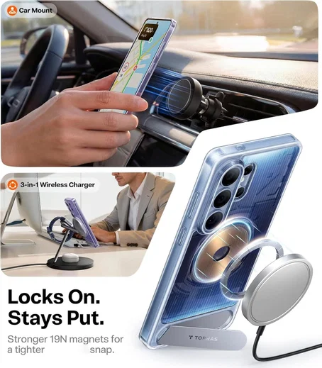 TORRAS Ostand L1 Guardian Magnetic Hoesje Samsung Galaxy S26 Ultra Transparant afbeelding 4