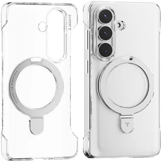 TORRAS Ostand Spin Samsung Galaxy S26 Hoesje MagSafe Stand Transparant afbeelding 4