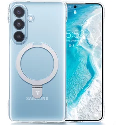 TORRAS Ostand Spin Samsung Galaxy S26 Hoesje MagSafe Stand Transparant afbeelding