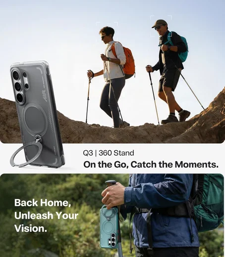 TORRAS Ostand Q3 Air Samsung Galaxy S26 Ultra Hoes MagSafe 360° Kickstand Zwart afbeelding 7