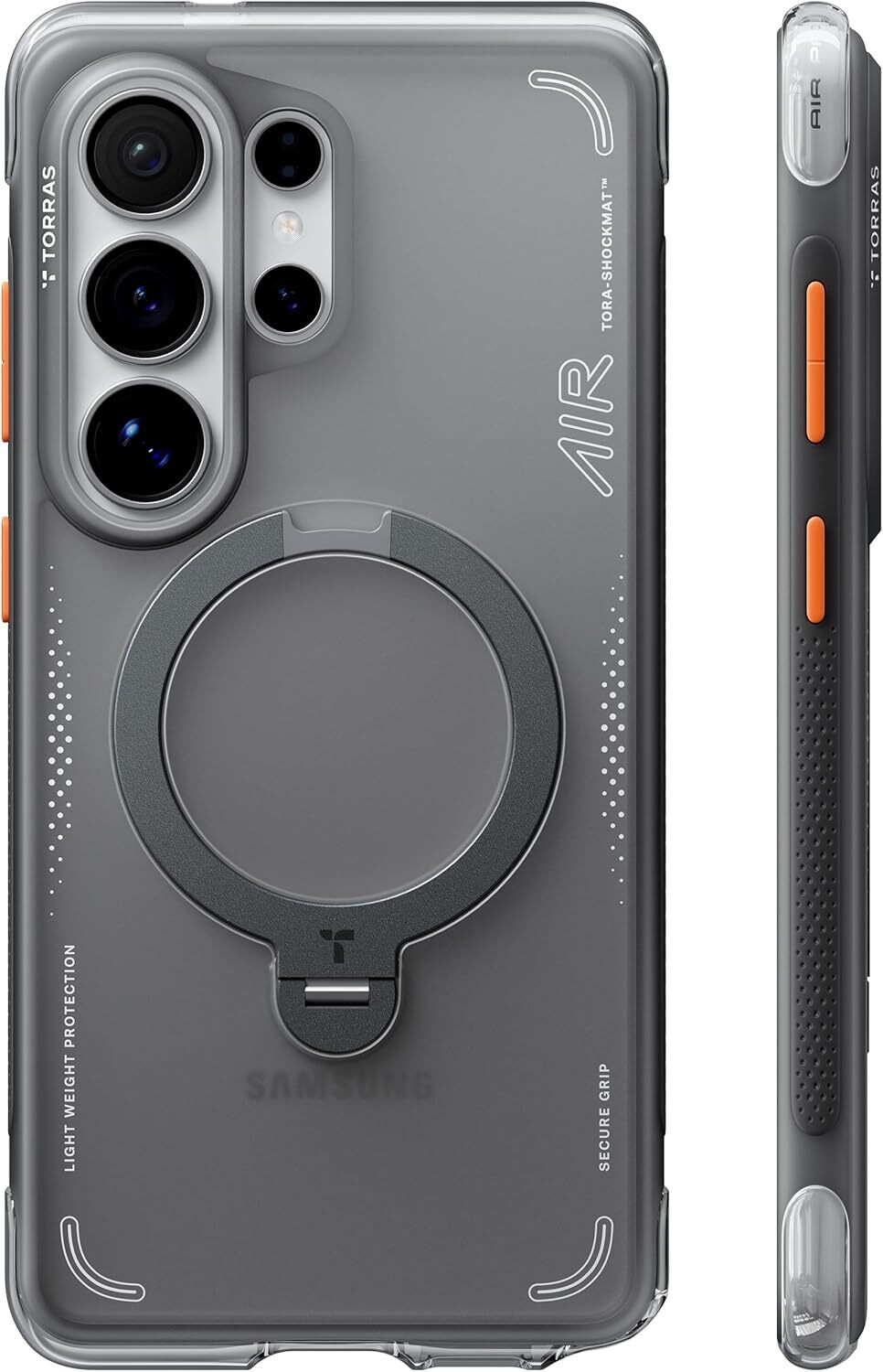 TORRAS Ostand Q3 Air für Samsung Galaxy S26 Ultra Hülle mit echtem Airbags Doppelter Schutz Hülle Samsung S26 Ultra Case mit Kamerasteuerung Taste, Schwarz