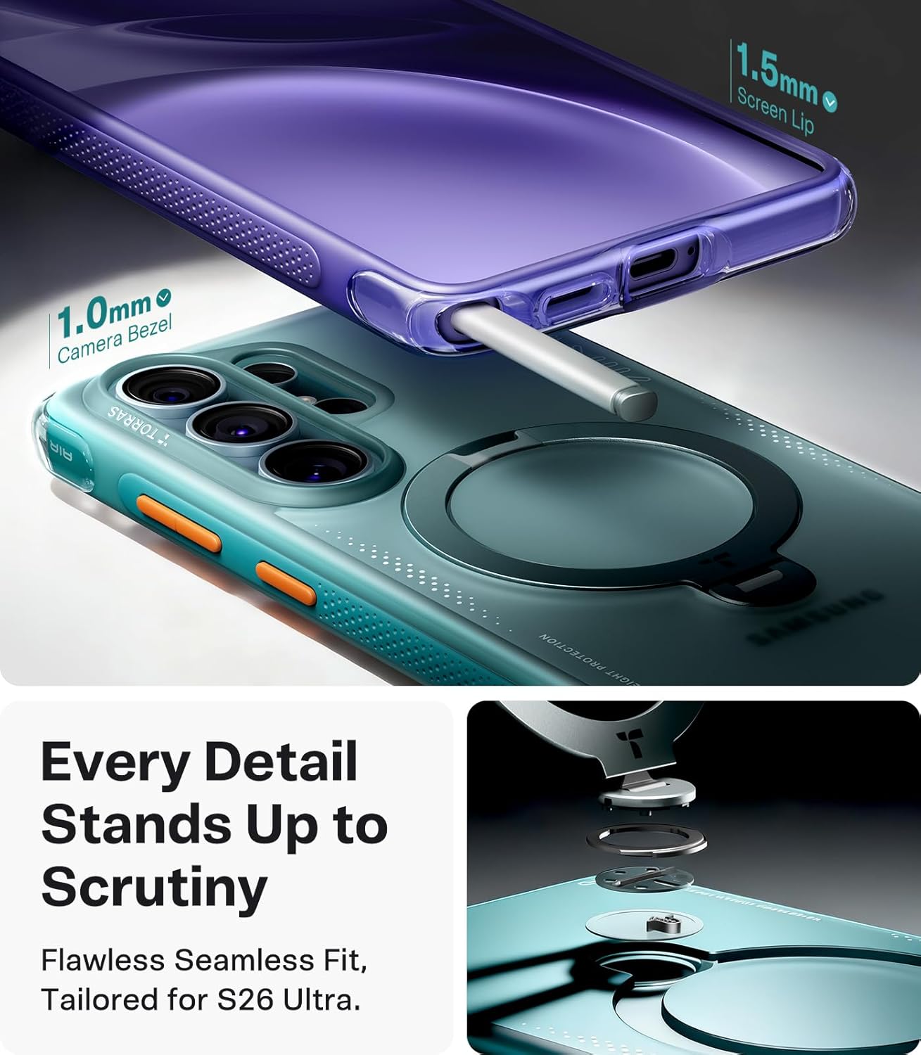TORRAS Ostand Q3 Air Samsung Galaxy S26 Ultra Hoes MagSafe 360° Kickstand Groen afbeelding 7