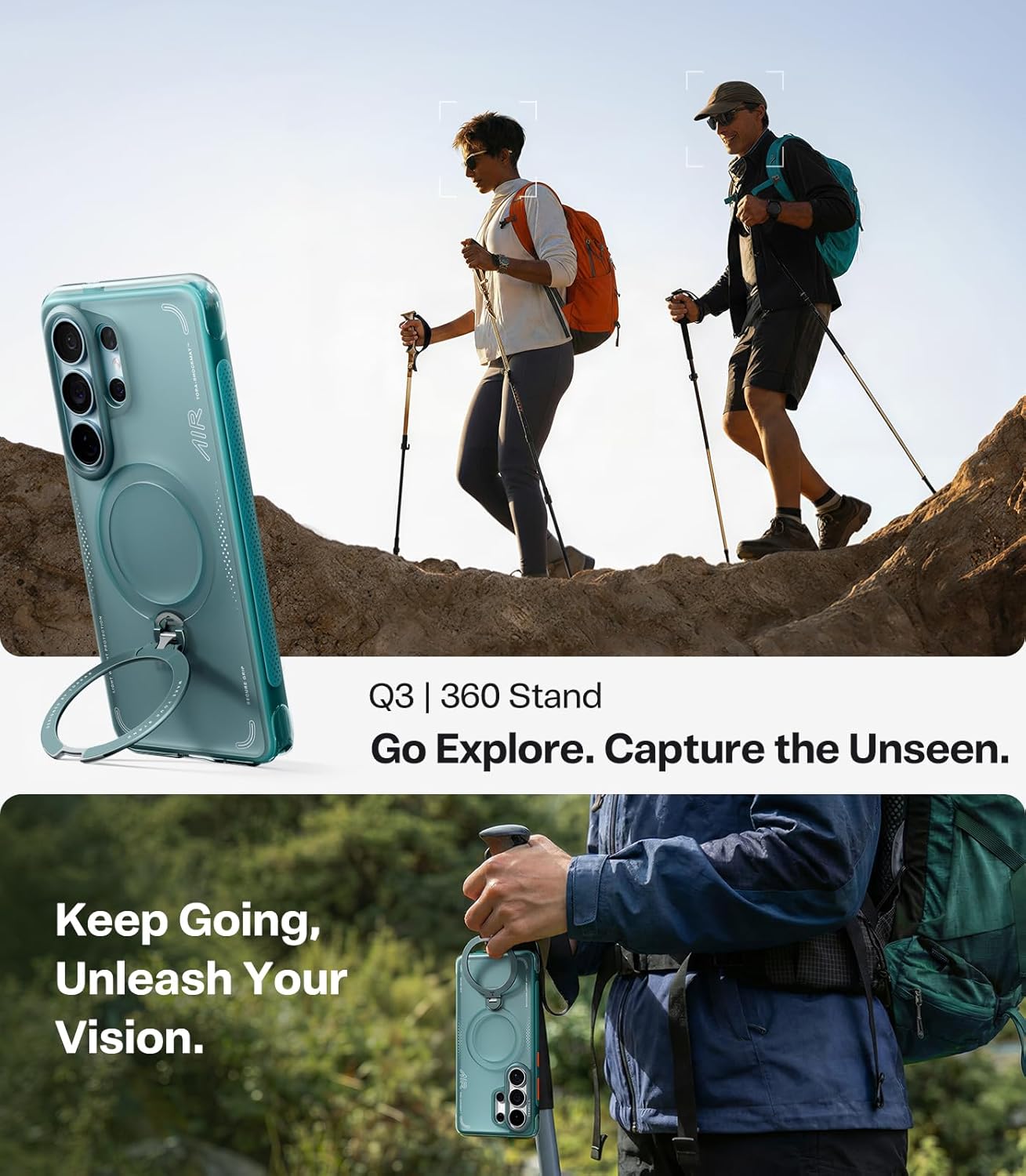 TORRAS Ostand Q3 Air Samsung Galaxy S26 Ultra Hoes MagSafe 360° Kickstand Groen afbeelding 5