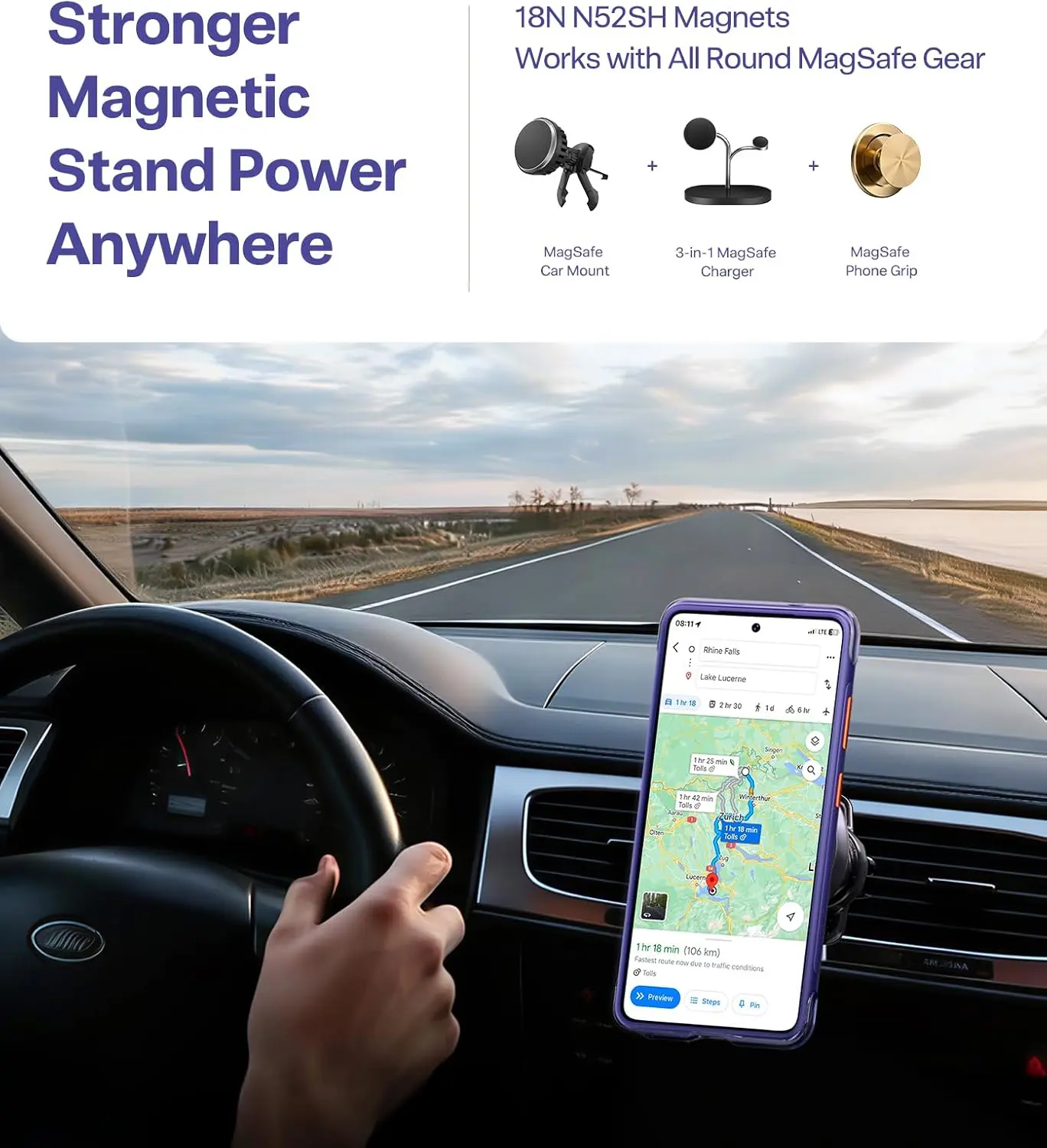 TORRAS Ostand Q3 Air Samsung Galaxy S26 Ultra Hoes MagSafe 360° Kickstand Paars afbeelding 5
