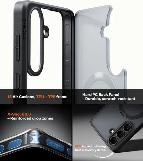TORRAS Ostand Spin Samsung Galaxy S26 Plus Hoesje 360° MagSafe Stand Zwart afbeelding 8