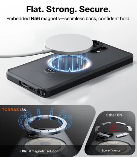 TORRAS Ostand Spin Samsung Galaxy S26 Ultra Hoesje 360° MagSafe Stand Zwart afbeelding 8