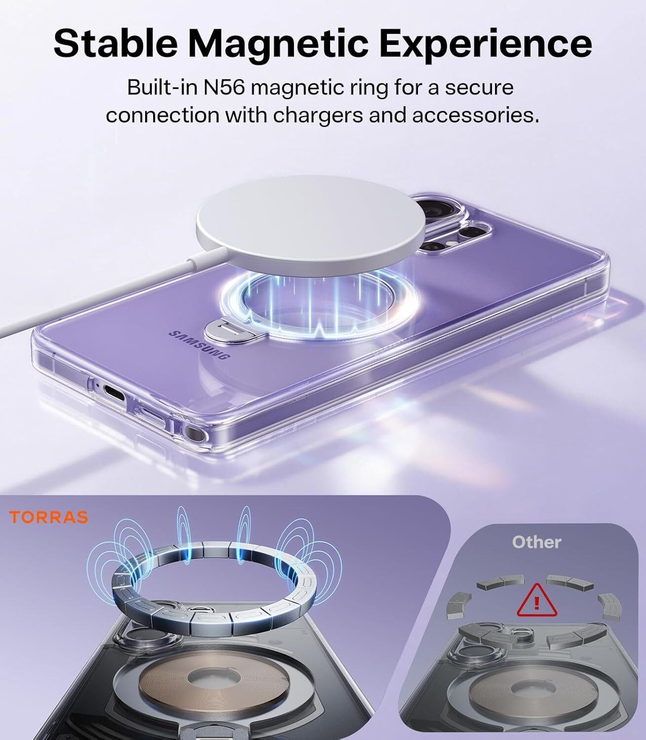 TORRAS Ostand Spin Samsung Galaxy S26 Ultra Hoesje 360° MagSafe Stand Clear afbeelding 8