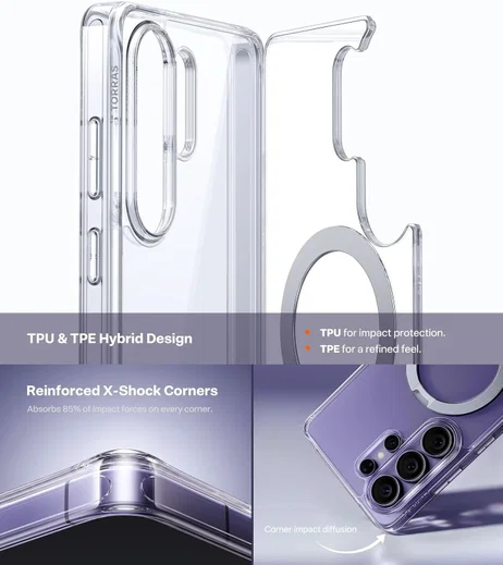 TORRAS Ostand Spin Samsung Galaxy S26 Ultra Hoesje 360° MagSafe Stand Clear afbeelding 4