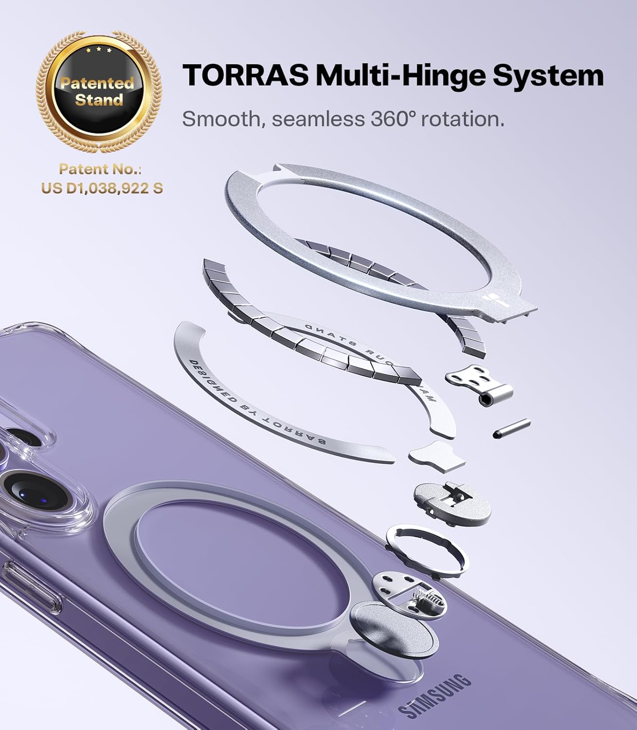 TORRAS Ostand Spin Samsung Galaxy S26 Ultra Hoesje 360° MagSafe Stand Clear afbeelding 5