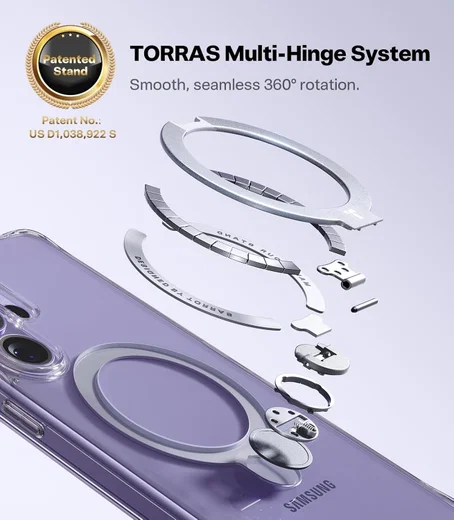 TORRAS Ostand Spin Samsung Galaxy S26 Ultra Hoesje 360° MagSafe Stand Clear afbeelding 5