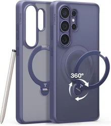 TORRAS Ostand Spin Samsung Galaxy S26 Ultra Hoesje 360° MagSafe Stand Paars afbeelding