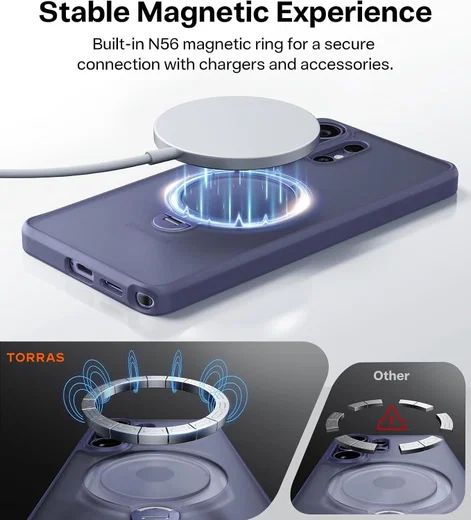 TORRAS Ostand Spin Samsung Galaxy S26 Ultra Hoesje 360° MagSafe Stand Paars afbeelding 8