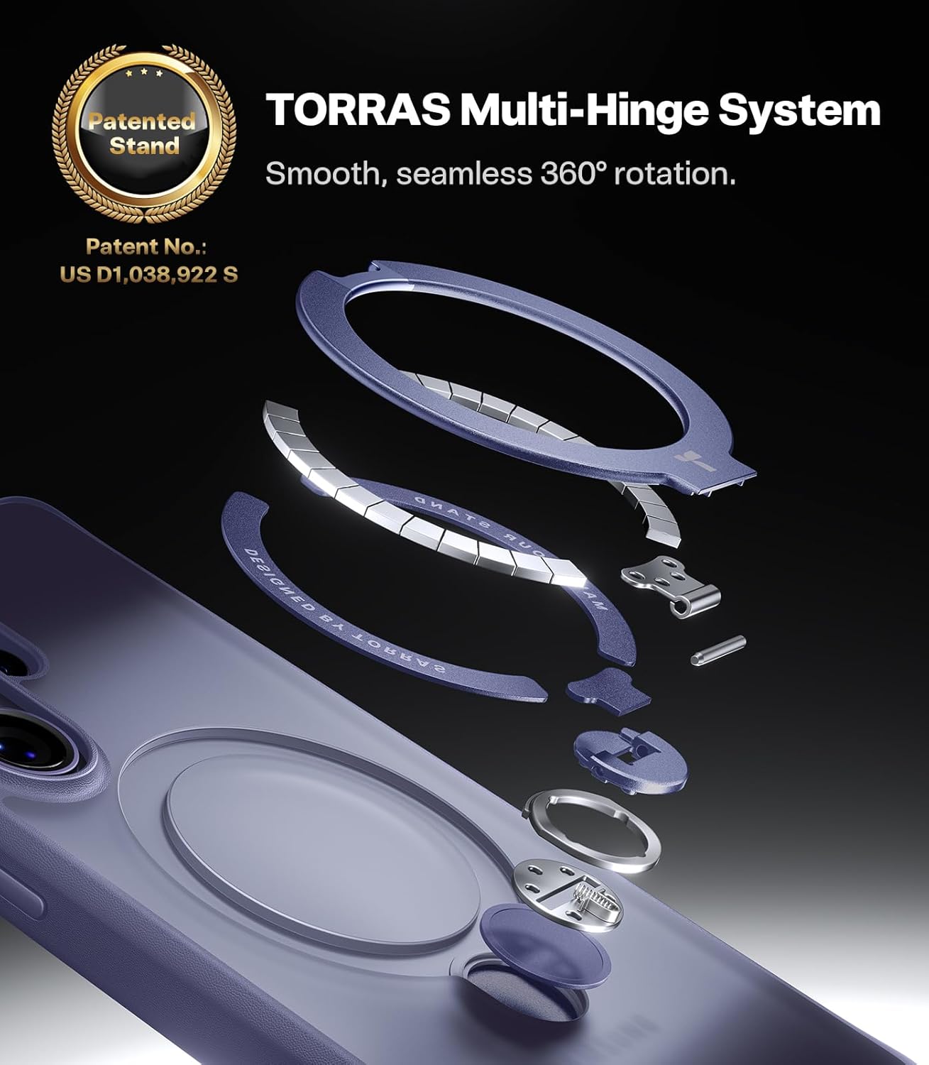 TORRAS Ostand Spin Samsung Galaxy S26 Ultra Hoesje 360° MagSafe Stand Paars afbeelding 5