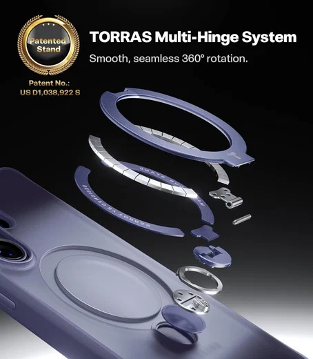 TORRAS Ostand Spin Samsung Galaxy S26 Ultra Hoesje 360° MagSafe Stand Paars afbeelding 5