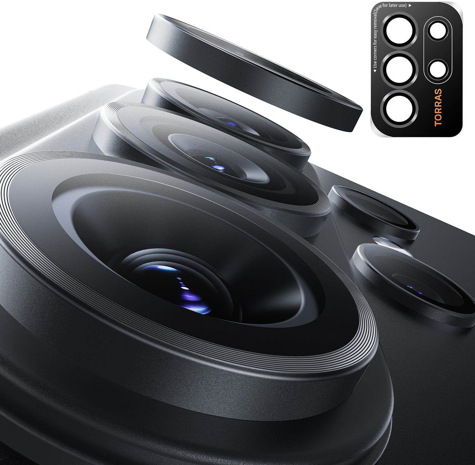 TORRAS LensGuard Samsung Galaxy S26 Ultra Camera Protector Zwart afbeelding 2