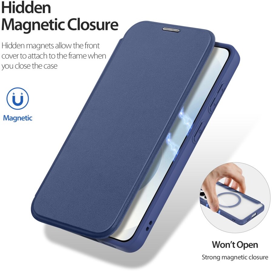 Dux Ducis Skin X Pro Samsung Galaxy S26 Hoesje MagSafe Book Case Blauw afbeelding 8