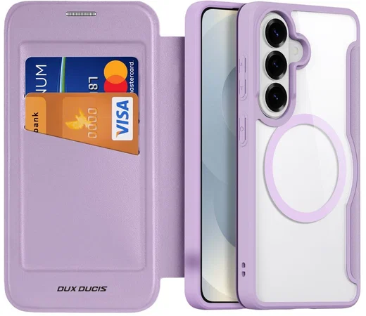 Dux Ducis Skin X Pro Samsung Galaxy S26 Hoesje MagSafe Book Case Paars Roze afbeelding 4