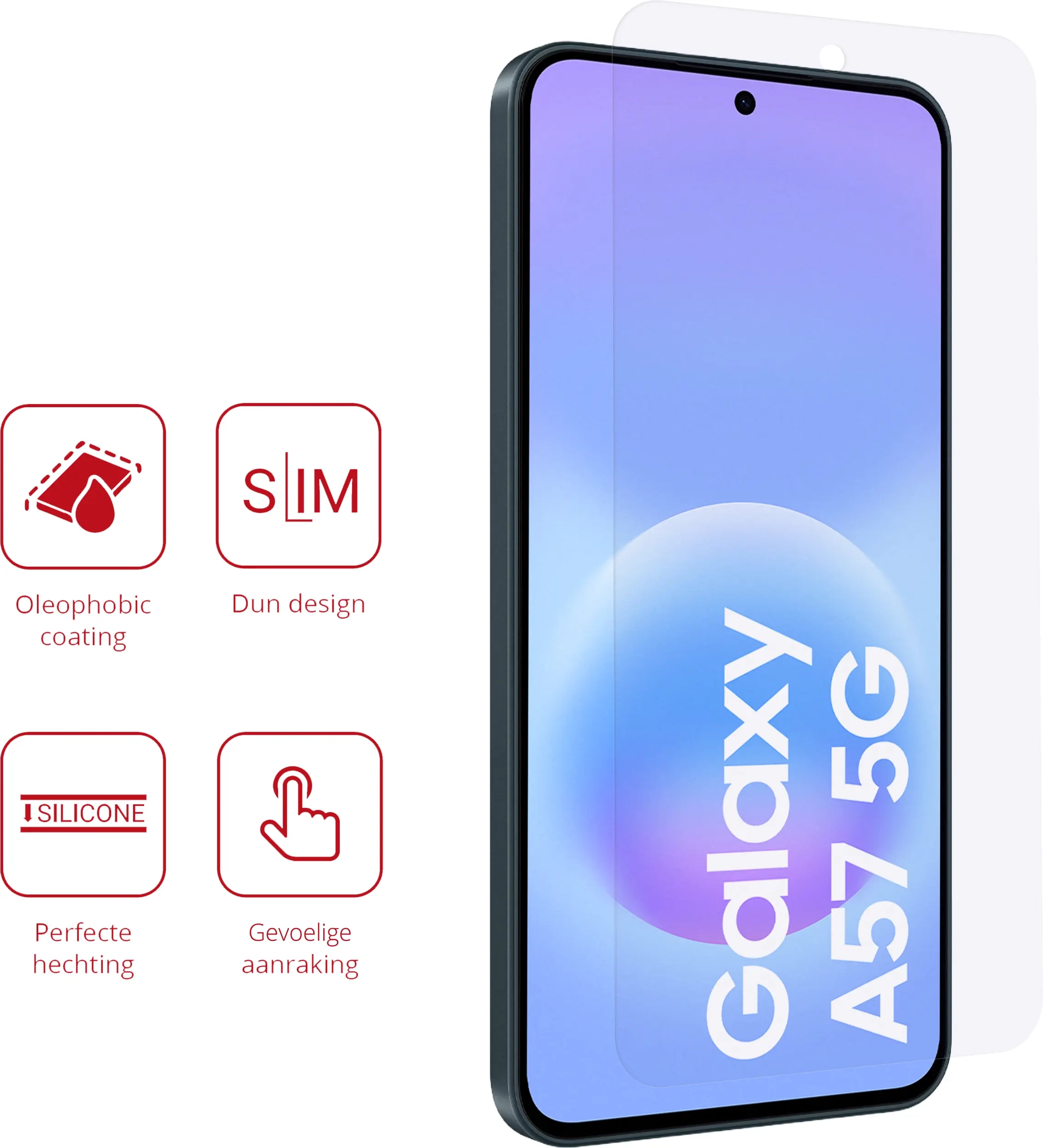 Rosso Samsung Galaxy A57 Screen Protector Case Friendly Folie Duo Pack afbeelding 2